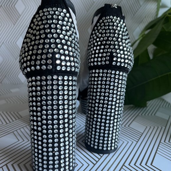 NEW Sam Edelman Nellie Glitz Platform Black Embellished Heels NWB 6 1/2 M - Picture 3 of 7